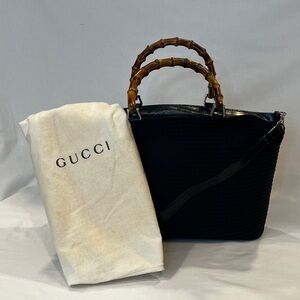 gucci bamboo nylon black handbag